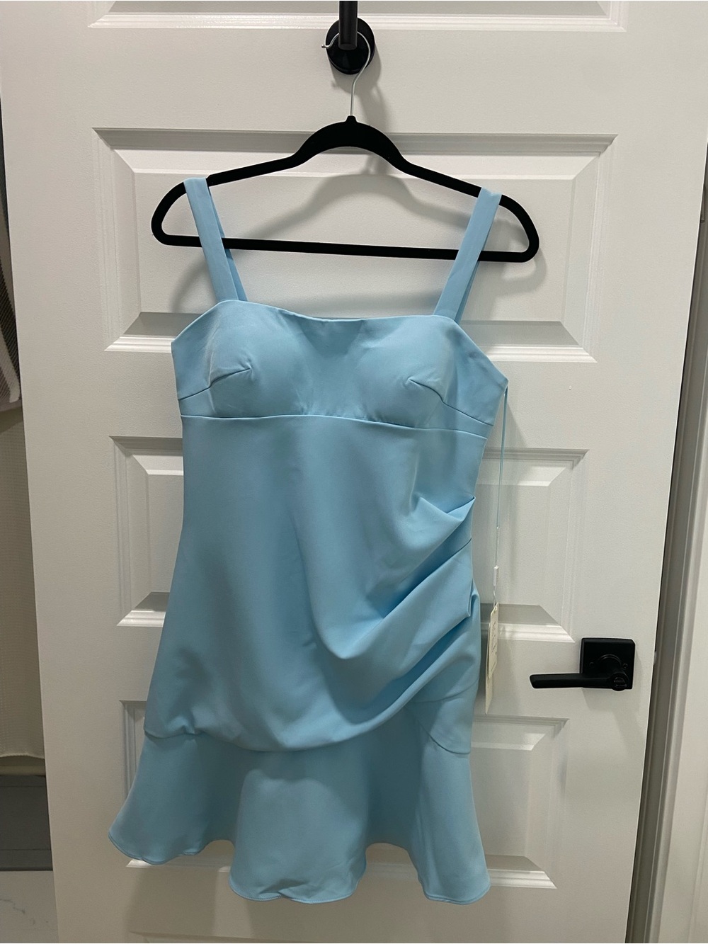 Stacees A-line Square Neckline Asymmetrical Dress Size 10 Light Blue